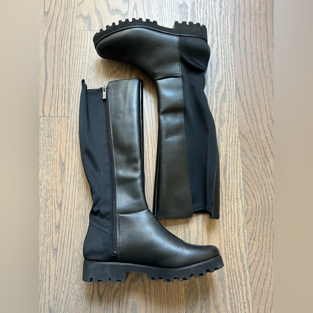 Donald J Pliner Ryker Leather Black Lug Boots, Sz 6.5M